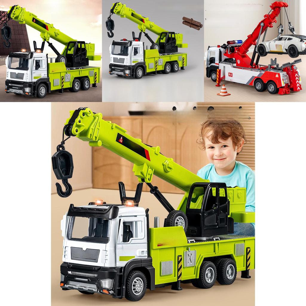 Alloy Inertia Crane Toy Model For Kids With Functional Doors And Rescue Scene Play