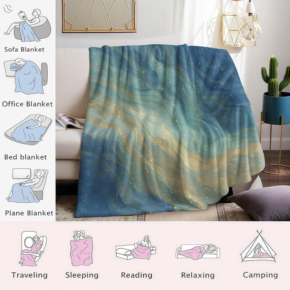 Türkis Gold Marmor Flanell Decke Warm Weich Halloween Weihnachten Sofa Warm Gemütlich Dekorative Deko Geschenk für Alle Jahreszeiten