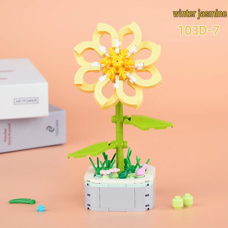 Educational Sunflower & Hibiscus Building Blocks Ornament - Teacher's Day Gift