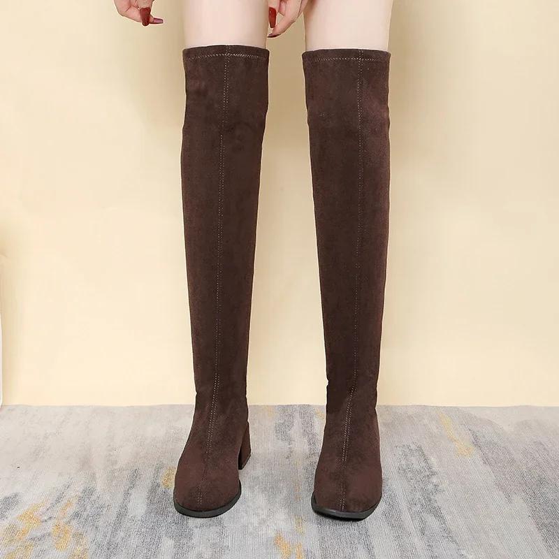 Classics High Quality Ladies Shoes Slip-on Women's Boots Fashion Pointed Toe Modern Boots Hot Sale Plus Size Knee-High Boots