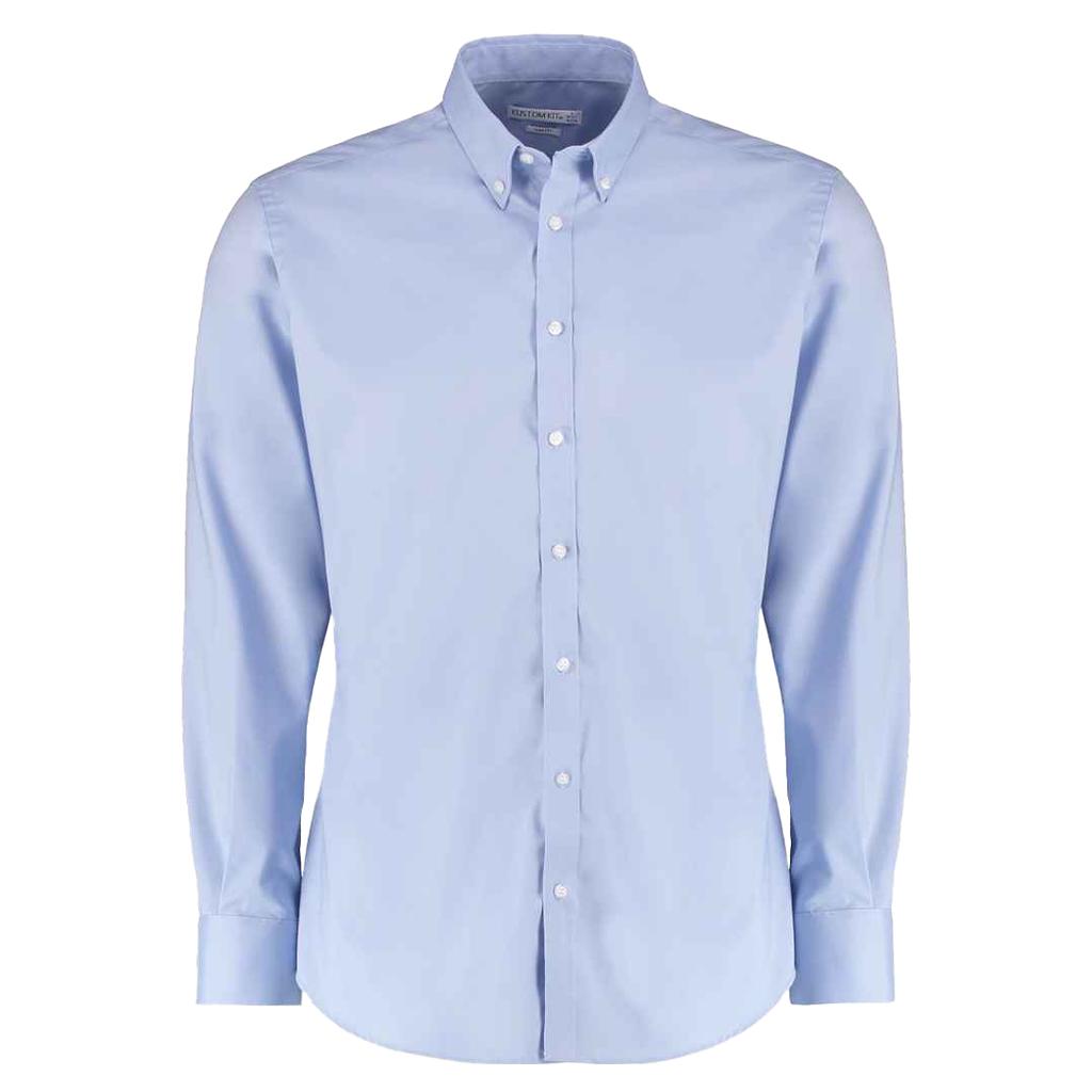 Kustom Kit Mens Oxford Stretch Slim Long-Sleeved Shirt