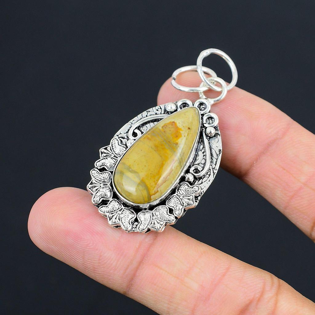 Polychrome Jasper Gemstone Wedding Mother Pendant Jewelry 925 Sterling Silver