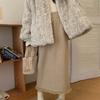 Tassel Knit Over-Knee High Waist Slim Wool Skirt with Matching Sweater