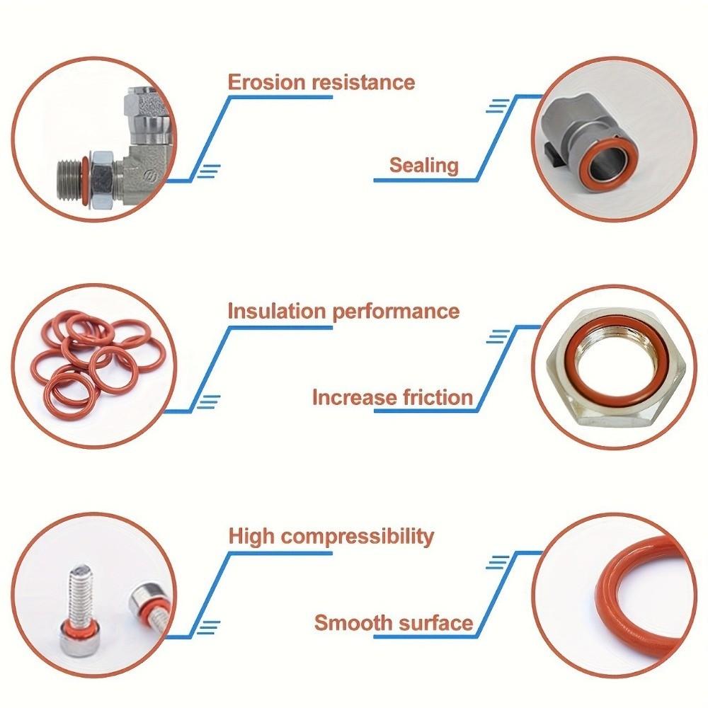 279pcs Circular Rubber Rubber O-Ring  Car Auto Seal Repair, Hydraulic Systems, Plumbing Repairs
