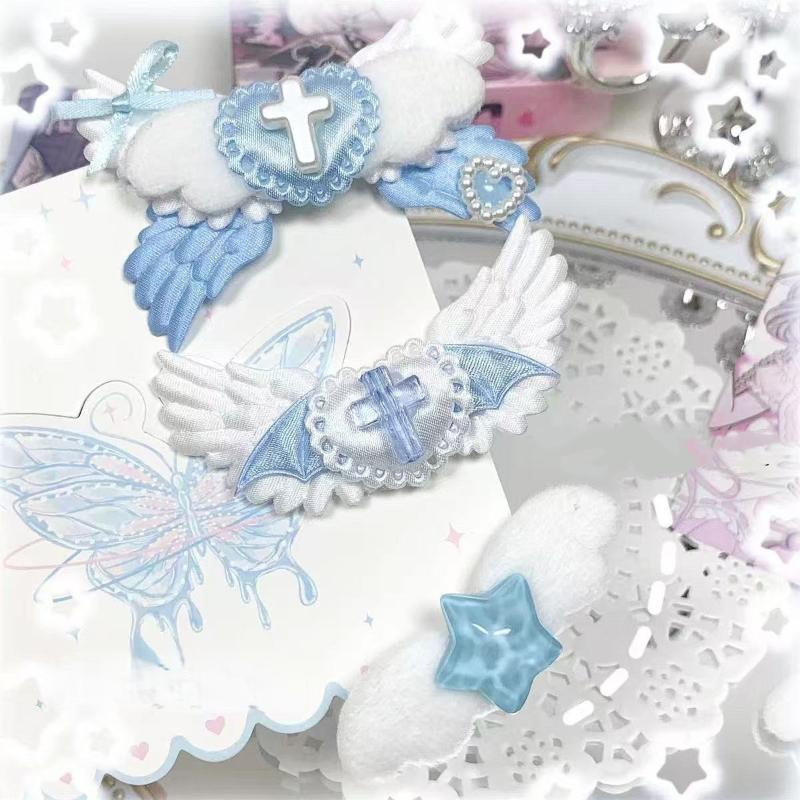 Y2K Harajuku Style Gothic Heart Angel Wing Hairpins 2/3Pcs for Women Fashion