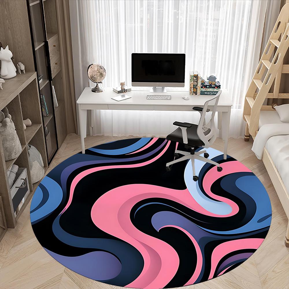 1pc Abstract Swirls Carpet, Round Non Slip Durable Large Size Office Carpet, Suitable for Office