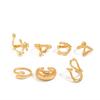 Salircon 7Pcs/Set Trendy Unique Irregular Smooth Ring Women Punk Geometric Gold Color Lava Open Ring Couple Wed Accessories Gift