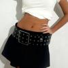 Punk-Bund Breiter Gürtel mit gotischen Ösen und Nieten Premium-Kunstleder Unisex-Accessoire