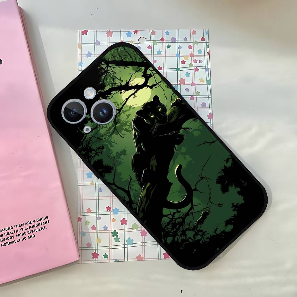 F-Ferocious Leopard Phone Case For IPhone 1716 15 14 13 Pro Max 11 12 Mini X Xs XR Black Silicone Cover