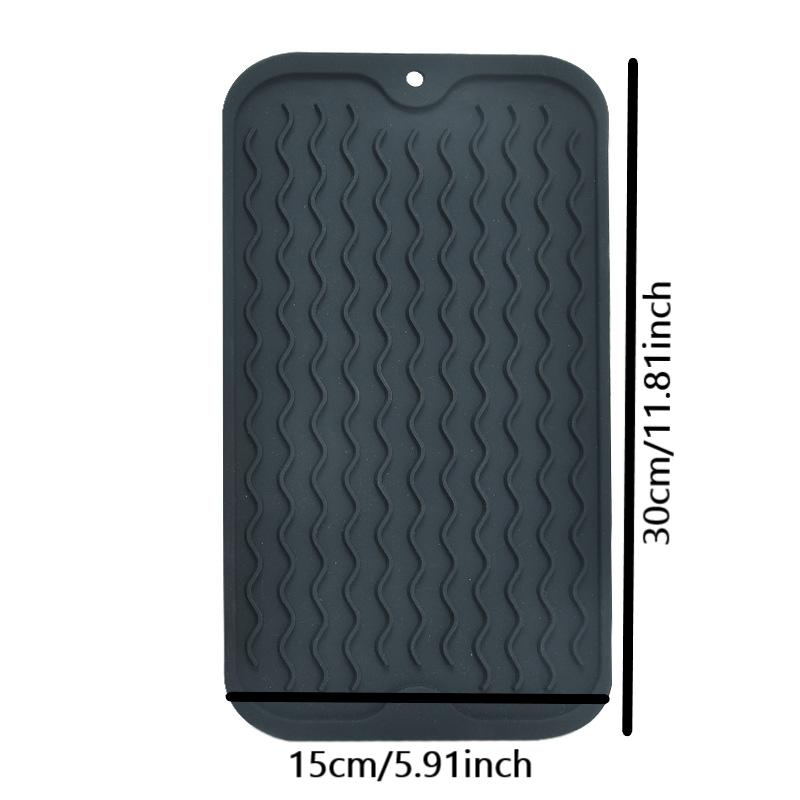 Large Silicone Dish Drying Mat, 30x15cm/ 11.81x5.91inch Foldable Draining Board Mat, Heat-Resistant Drainer Non-Slip Drying Mat