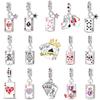 Original Copper Playing Cards Charms Poker Joker Hearts Spades Crown Bead Pendant Fit Bracelet Necklace Jewelry