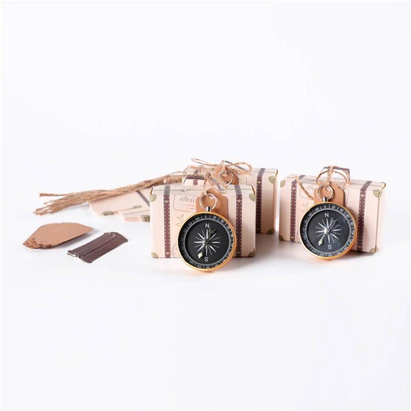 50x Compass Candy Box Valentines Day Candy Packaging Box for Wedding Sweets Packing-Box Ceremony Supplies Gold/Rose-Gold