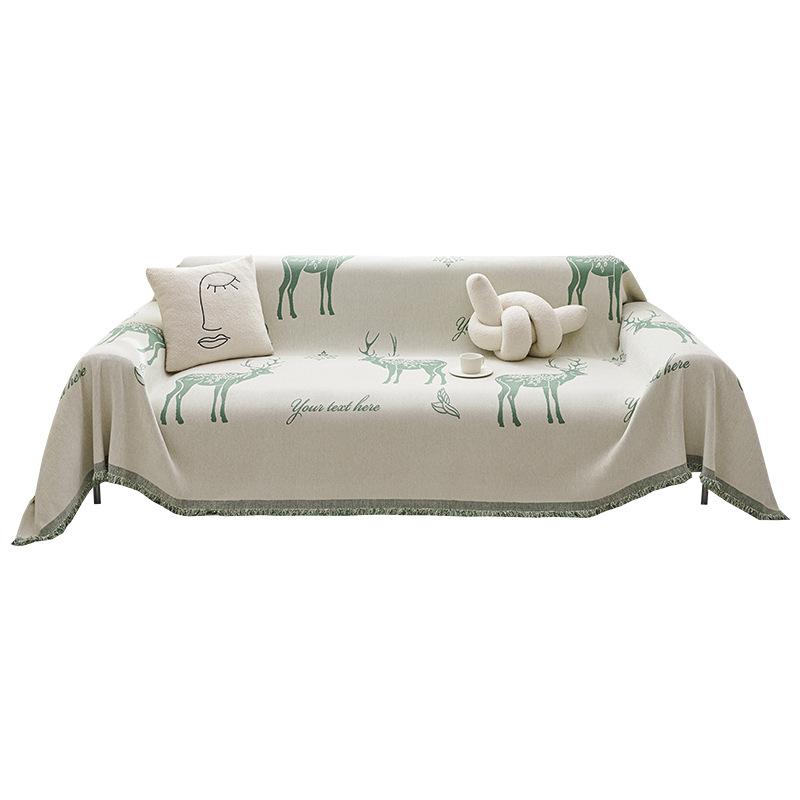 Sofa Chenille Four Seasons Universal Double-Sided Available Deer Nordic Minimalist Cushion Armrest Backrest Integrated Full Cover Towel Cloth