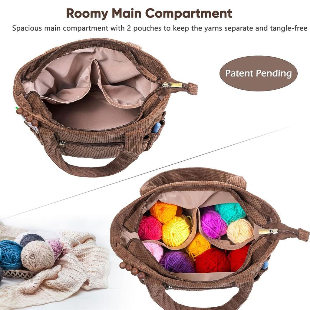 Crochet Bag Yarn Storage Bag Knitting Bag for Crochet Yarn Hook Needle Knitting Project Bag Travel Craft Project Bag