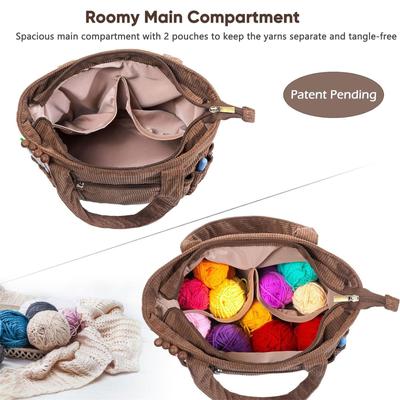 Häkeltasche, Garn-Aufbewahrungstasche, Stricktasche für Häkelgarn, Hakennadel, Strickprojekttasche, Reise-Bastelprojekttasche