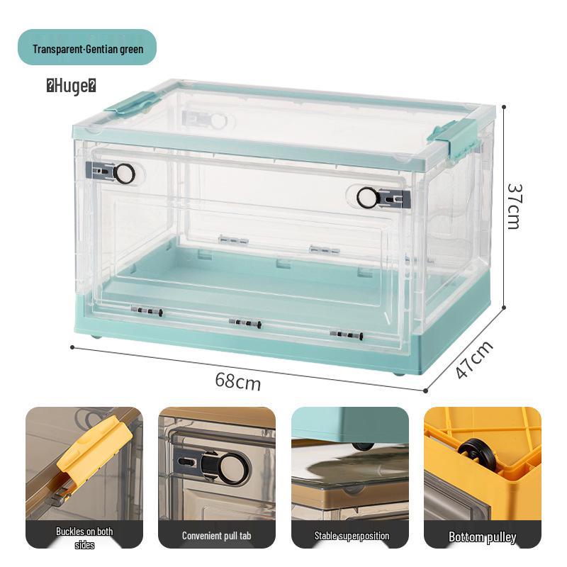 Large Outdoor Portable Transparent Foldable Storage Box for Clothes, Toys, Snacks, Books - Dustproof and Ideal for Home Use.