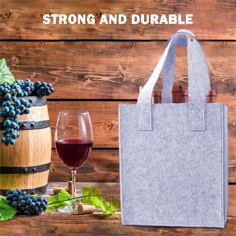 2Pieces 6 Bottle Wine Bag Nonwoven Felt Fabric with Dividers and Handle Wine Bottle Carriers Handbag for Camping Picnics