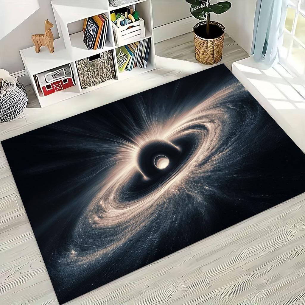 Dreamy Galaxy Universe Space Stars Black Hole Earth Rug for Bedroom Living Room Sofa Home Doormat Decor,Kid Non-slip Floor Mat