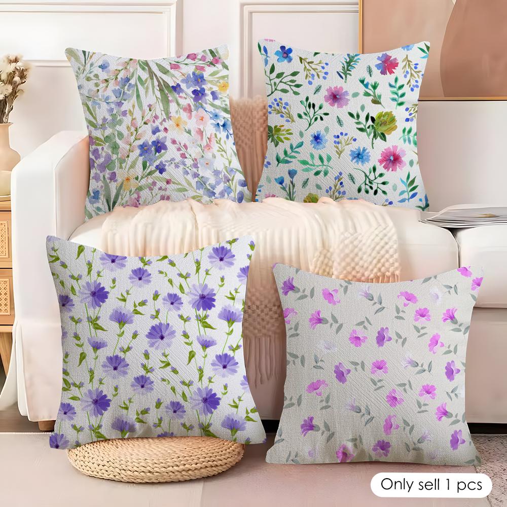 Minimalist Floral Art Cushion Cover Natural Linen Organic Fabric DoubleSided Printing Couch Pillow Covers Home Decor Gift