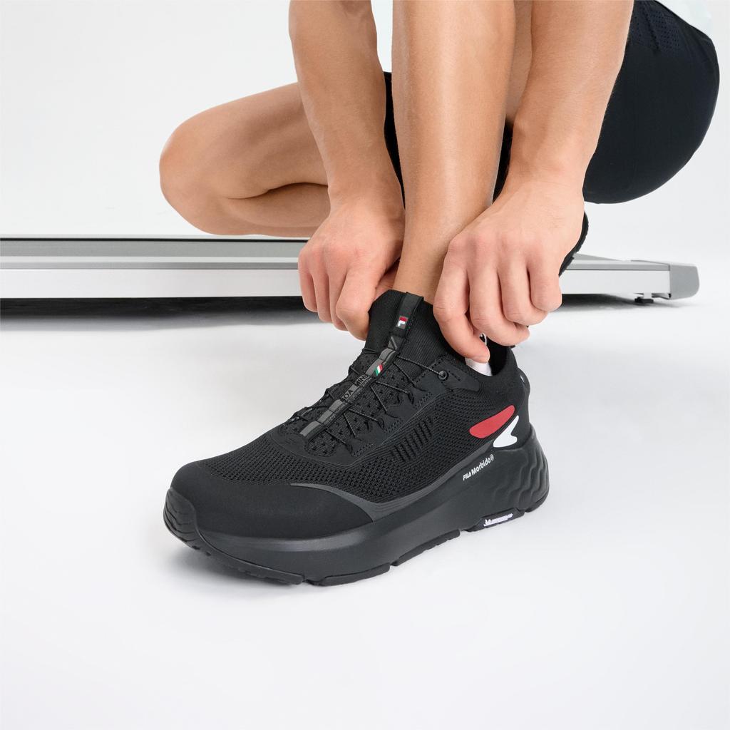 FILA Boa Comfortable Lightweight Fabric Shock Absorbing Durable Low Top Running Shoes Men sneakers Black A12M421803FBK