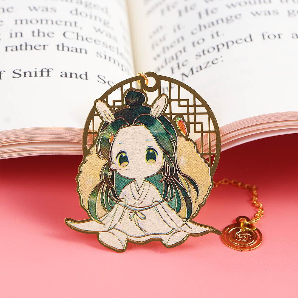 Hollow Hua Cheng Fringed Pagination Mark Pendant Stationery Bookmark Tian Guan Ci Fu Book Markers