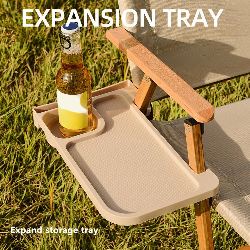 1Pc Outdoor Camping Chair Side Storage Tray Recliner Chair Tray Camping Accessories Folding Universal Cup Holder Tool