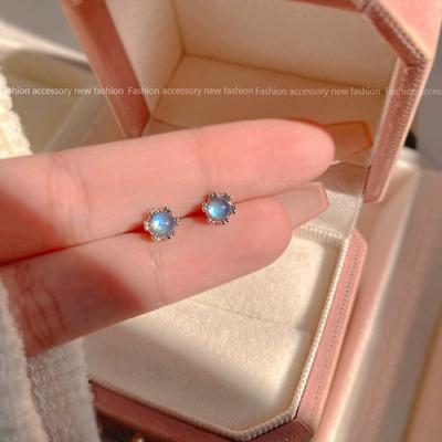 Moonstone Stud Earrings Women Ins Niche Design Light Luxury Earrings New Trendy Earrings