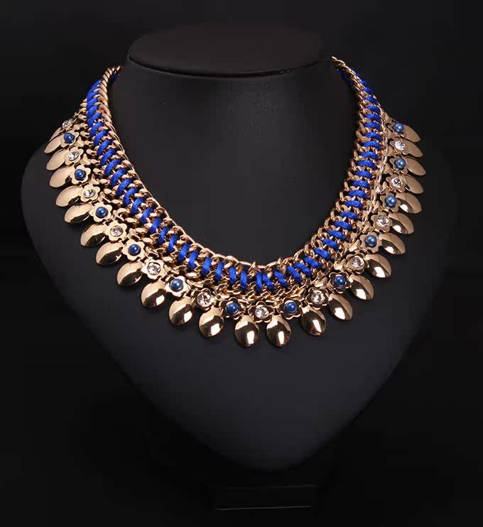 2015 Beliebte 6-Farben Strass Perlen Gewebte Kurze Schlüsselbeinkette Mode Übertriebener Damen Schmuck