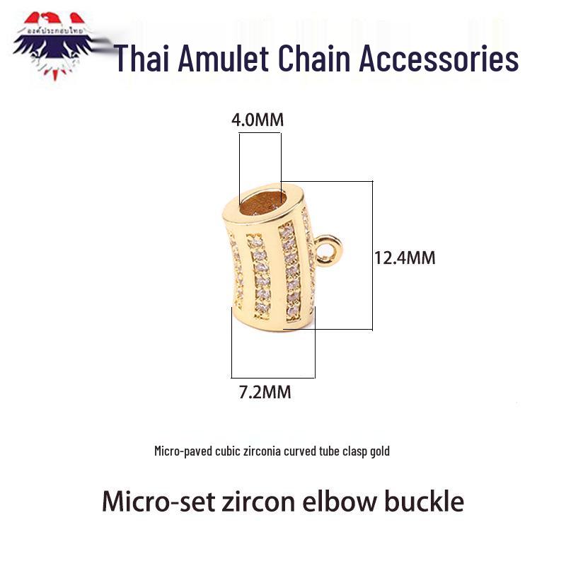 Gold-Plated Diamond-Studded Curved Tube Buckle Pendant Ring Necklace Bracelet Accessory