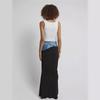 Modern Deconstructed High-Waist Black Pleated Denim Skirt with Spliced Design for Women