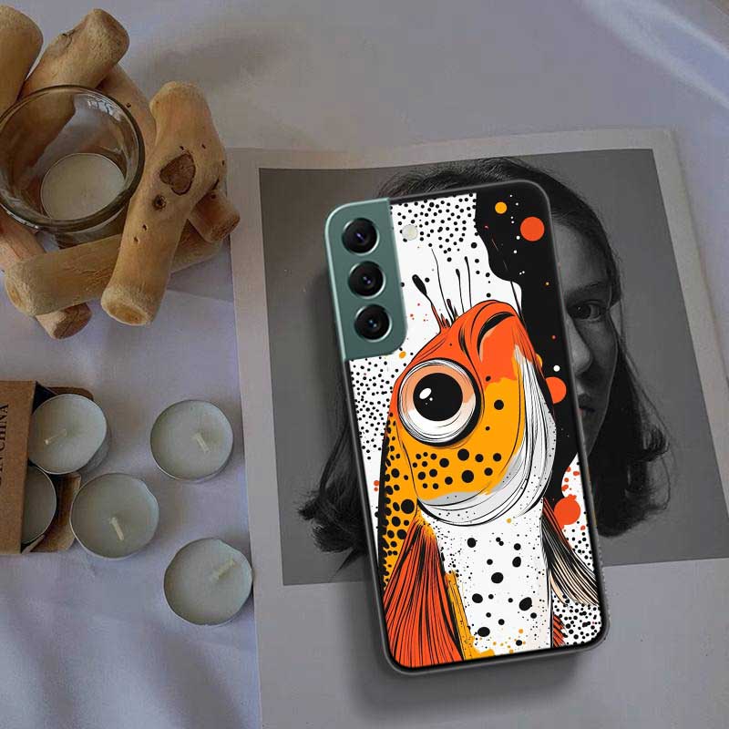 Pop Art Drawing Ideas Fish Phone Case For Samsung Galaxy S22 S25 Ultra S21 S10 Plus S26 Edge S20 S23 S24 FE Cover Silicone S