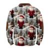 Men's Fashion Christmas Printed Corduroy Zipper Shirt