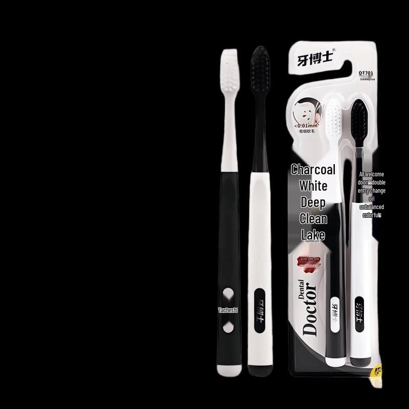 Dr. White Deep Clean Charcoal Soft Bristle Toothbrush - 10-Pack