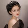 1PC Women's High Sense Fashion Retro Black Large Bow Mesh Headband