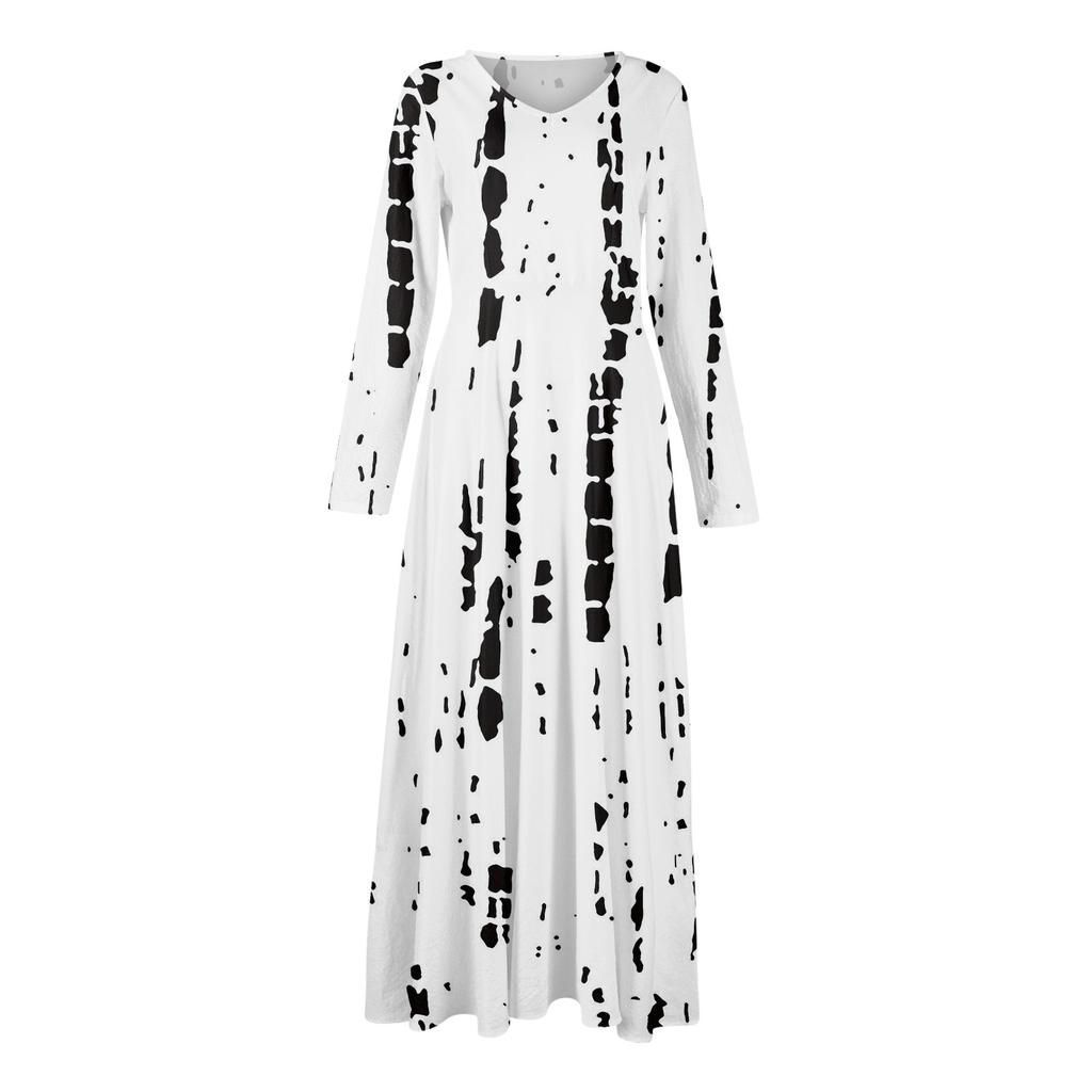 Women's Casual And Fashionable Round-neck Long Sleeve Mid Length Dress