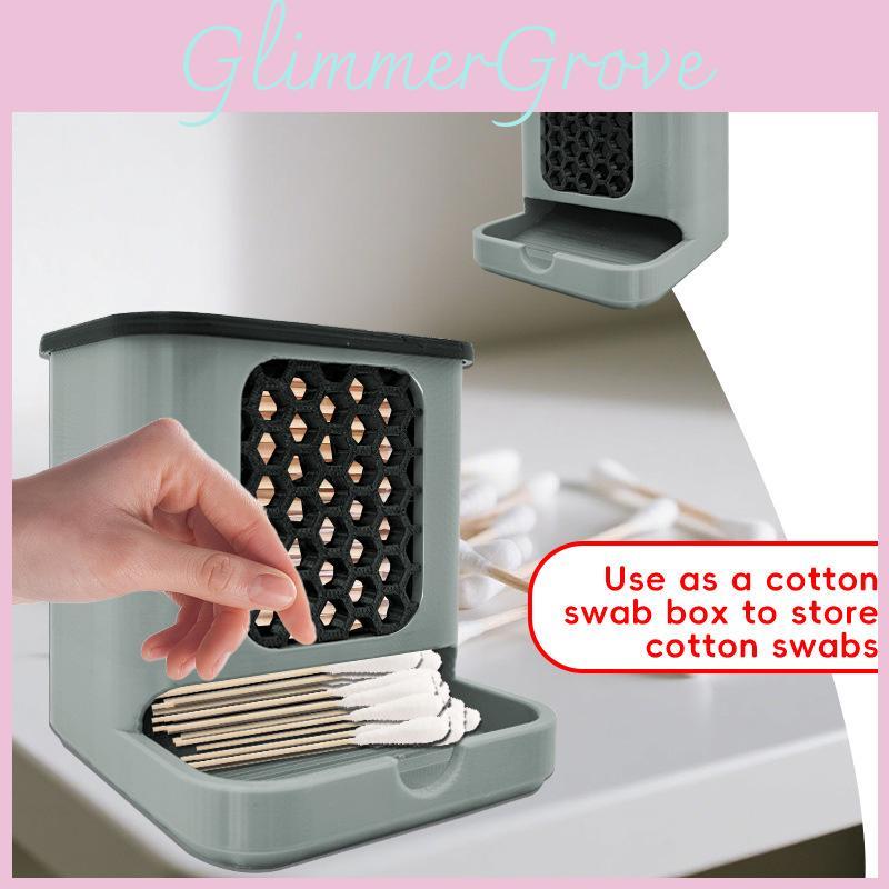 Praktický úložný box na vatové tyčinky s medovou pláství s předním okénkem pro snadný přístup