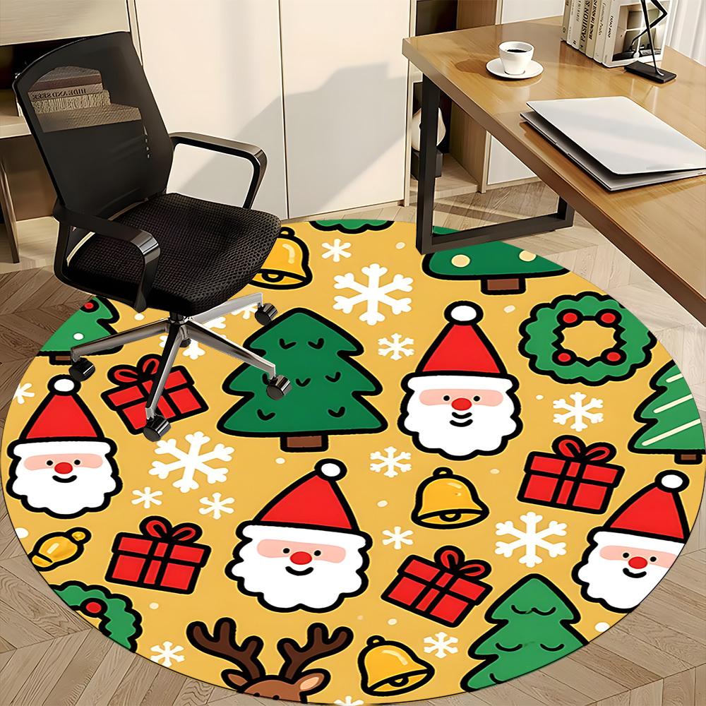 1pc Christmas Ornaments Office Round Rug, Non-slip, Soft and Durable Office Rug for Interior Decoration, Perfect for Office, Beautiful Decoration Yy26