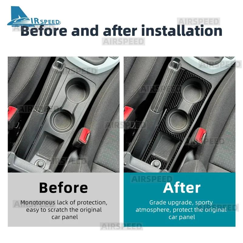 Real Soft Carbon Fiber Sticker LHD RHD Car Cup Holder Frame For Seat Ibiza 6F 2018      2024 2025 Interior