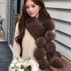 Long Faux Fox Fur Scarf Women Winter Warm Soft Furry Scarves Casual Lady Outdoor Neck Warmer Collar