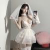 New Deep V Hollow Underwear Lace Mesh Perspective Sexy Temptation Low-cut Onesie Women's Pajamas Set
