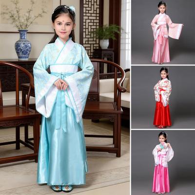 National Costume Tang Dynasty Hanfu for Girls Three-Piece Outfit Top Skirt Belt