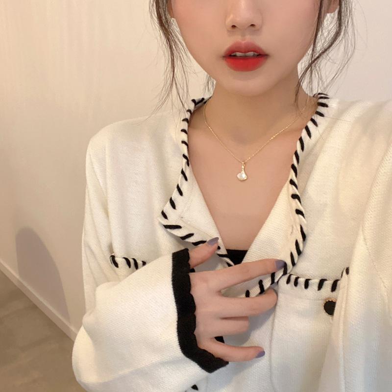 Micro-Inlaid Ginkgo Biloba Necklace Design Sense Collarbone Chain Temperament Sweater Chain Accessories Necklace