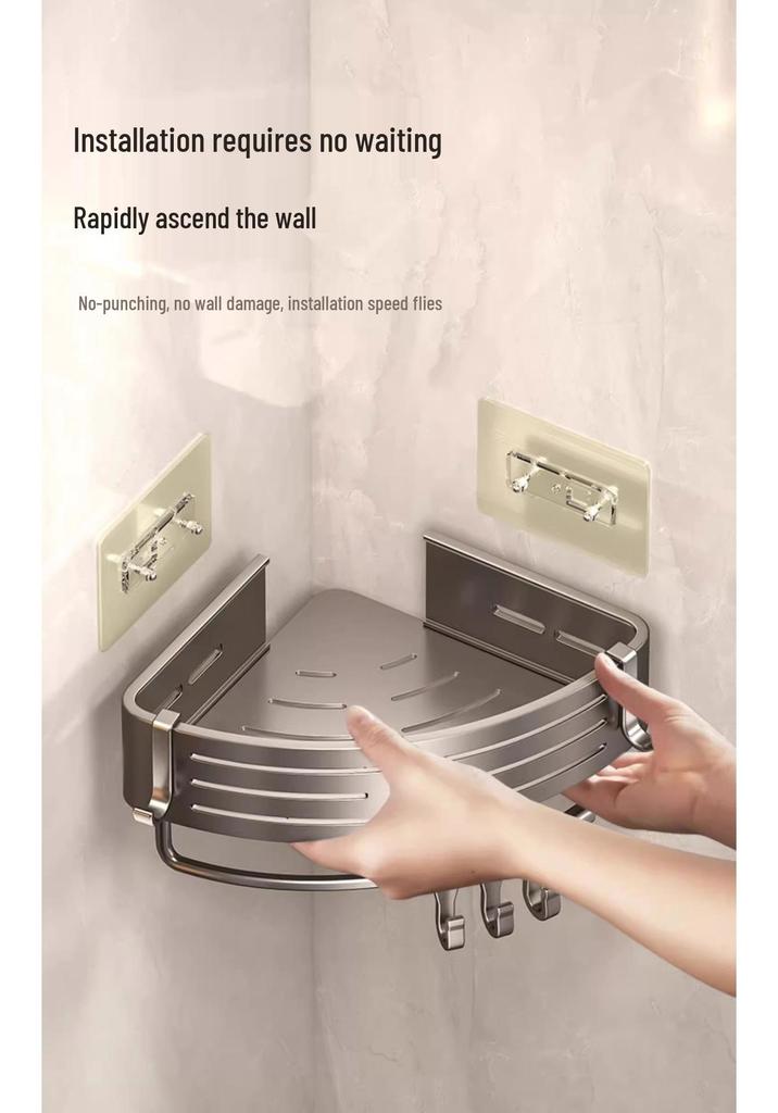 Punch-Free Bathroom Corner Triangle Shelf