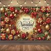 Winter Christmas Background Banner Spanish Christmas Party Decoration Xmas Tree Santa Claus Backdrop Supplies Photography Props