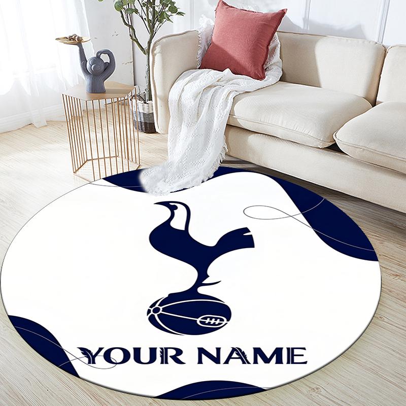 Custom Name,Tottenham Hotspur pattern round rug,Carpet Rug for Living Room Bedroom Playroom ,Non-slip Floor Mat,Holiday Gifts and Birthday Gifts.