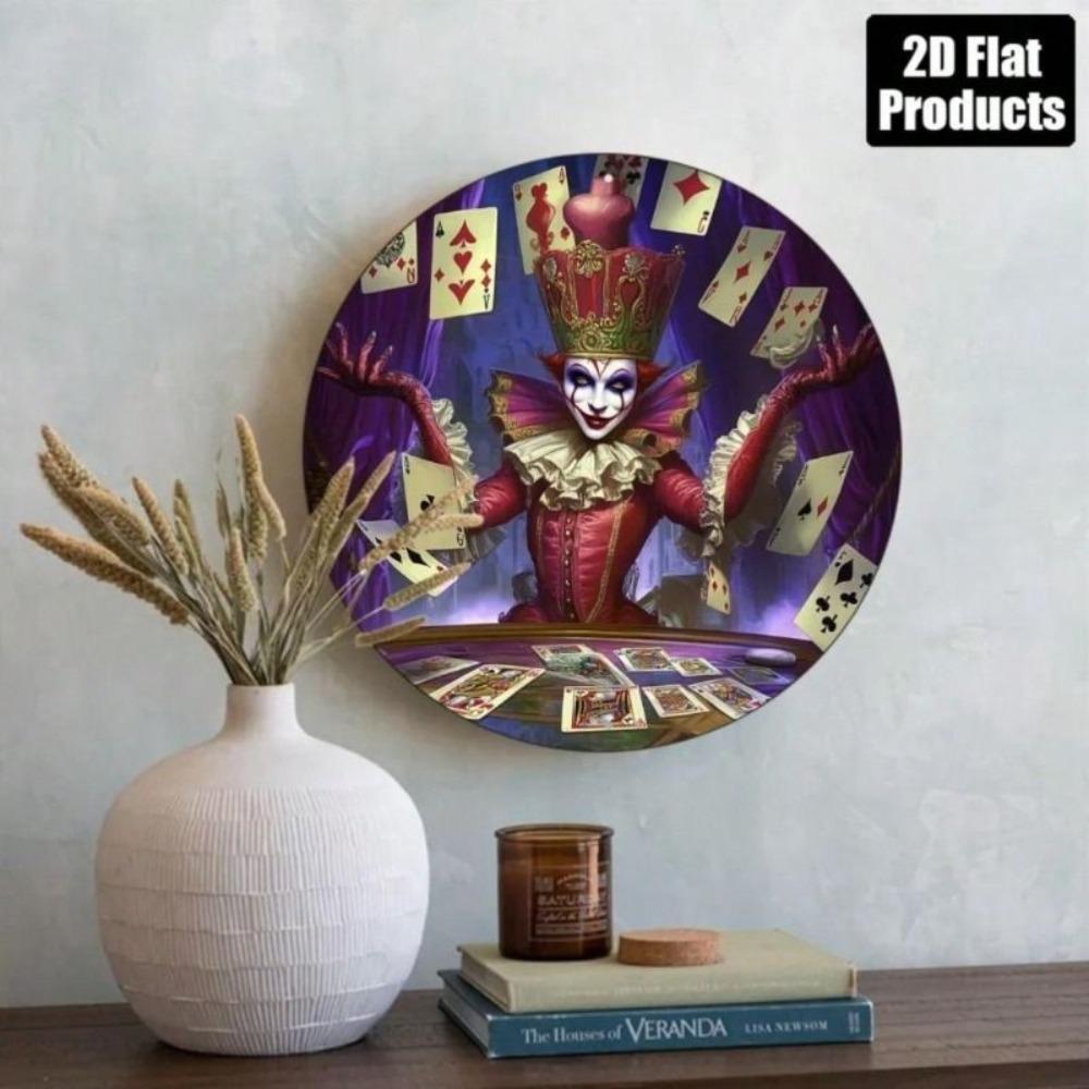 Vintage Queen of Spades Joker Round Metal Sign Home Decor Gift