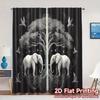 2pcs   2D FLAT PRINTING Curtains (Without Rod) Elephant Harmony(1) Chic Light Filtering Curtains Durable 100% Polyester Fabric