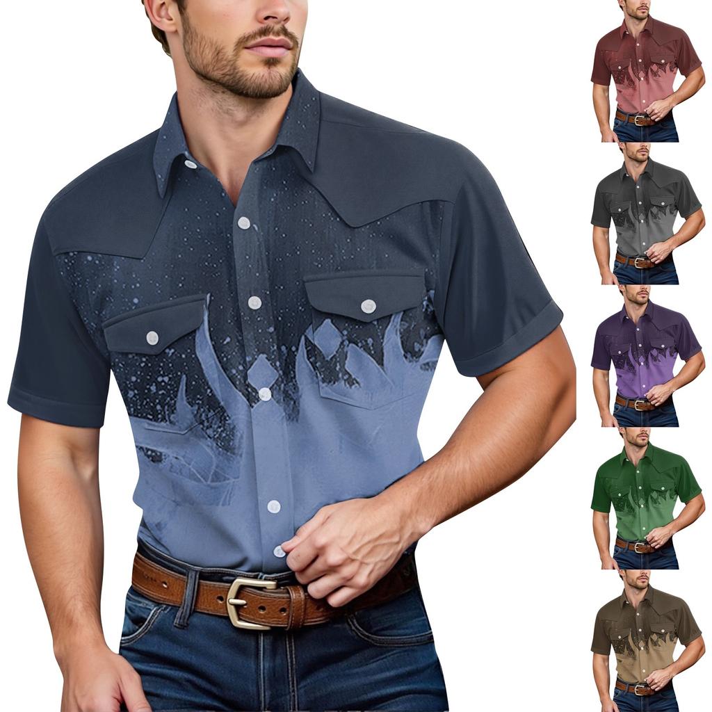 Men'S Fashionable Lapel And Shoulder Length Short Sleeved Casual Top