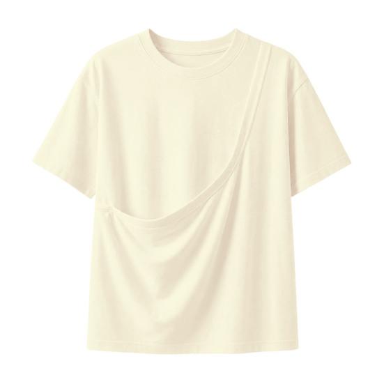 Solid Color T-shirt Women Pet Pouch T-Shirt, Dog Cat Carrier Short Sleeve Shirt for Hands Free Carrying Clothing Summer, Loose Casual Crew Neck