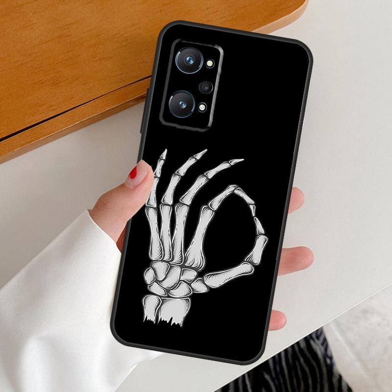 Skeleton Middle Finger For Realme C67 C55 C53 C51 C35 C33 C31 C30 C25s C21Y GT Neo 6 GT5 9 10 11 12 Pro Plus Case